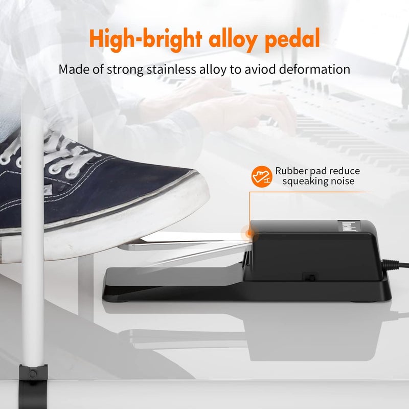 Imelod Digital Piano and Keyboard Sustain Pedal for Yamaha,Roland,Casio,Korg,Behringer,Moog - Universal Foot Pedal Black - Image 4